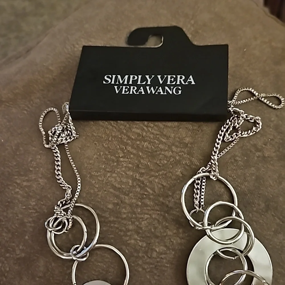 SIMPLY VERA Silvertone Circle Cluster Chain Necklace